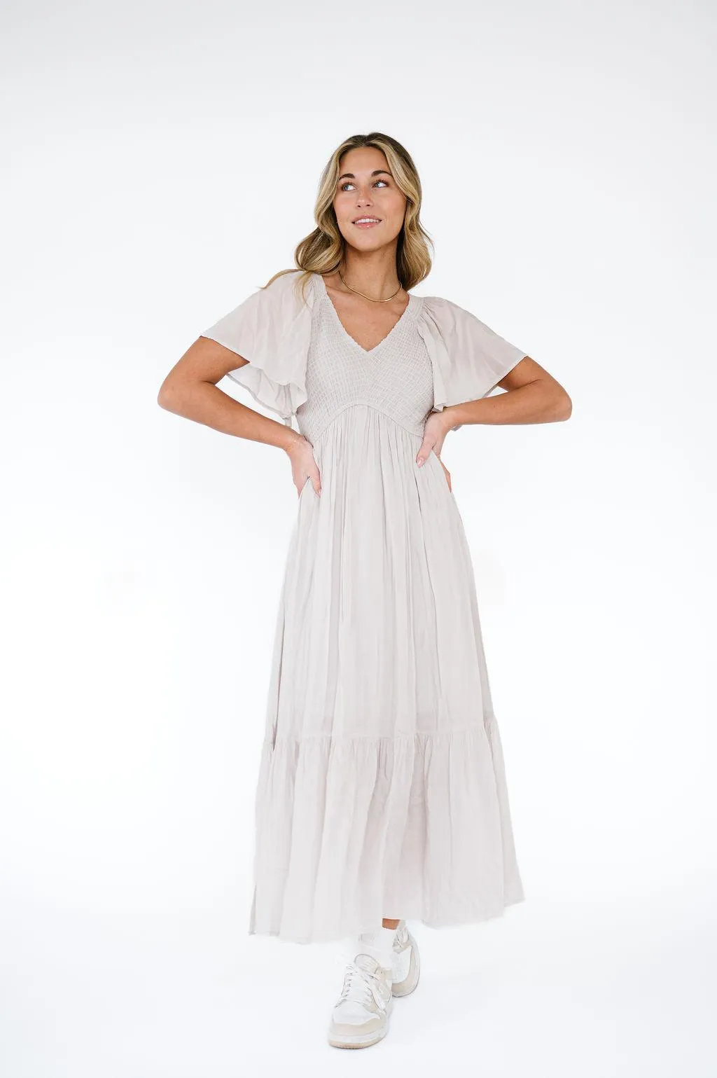 Tandy Dress in Porcelain Gray