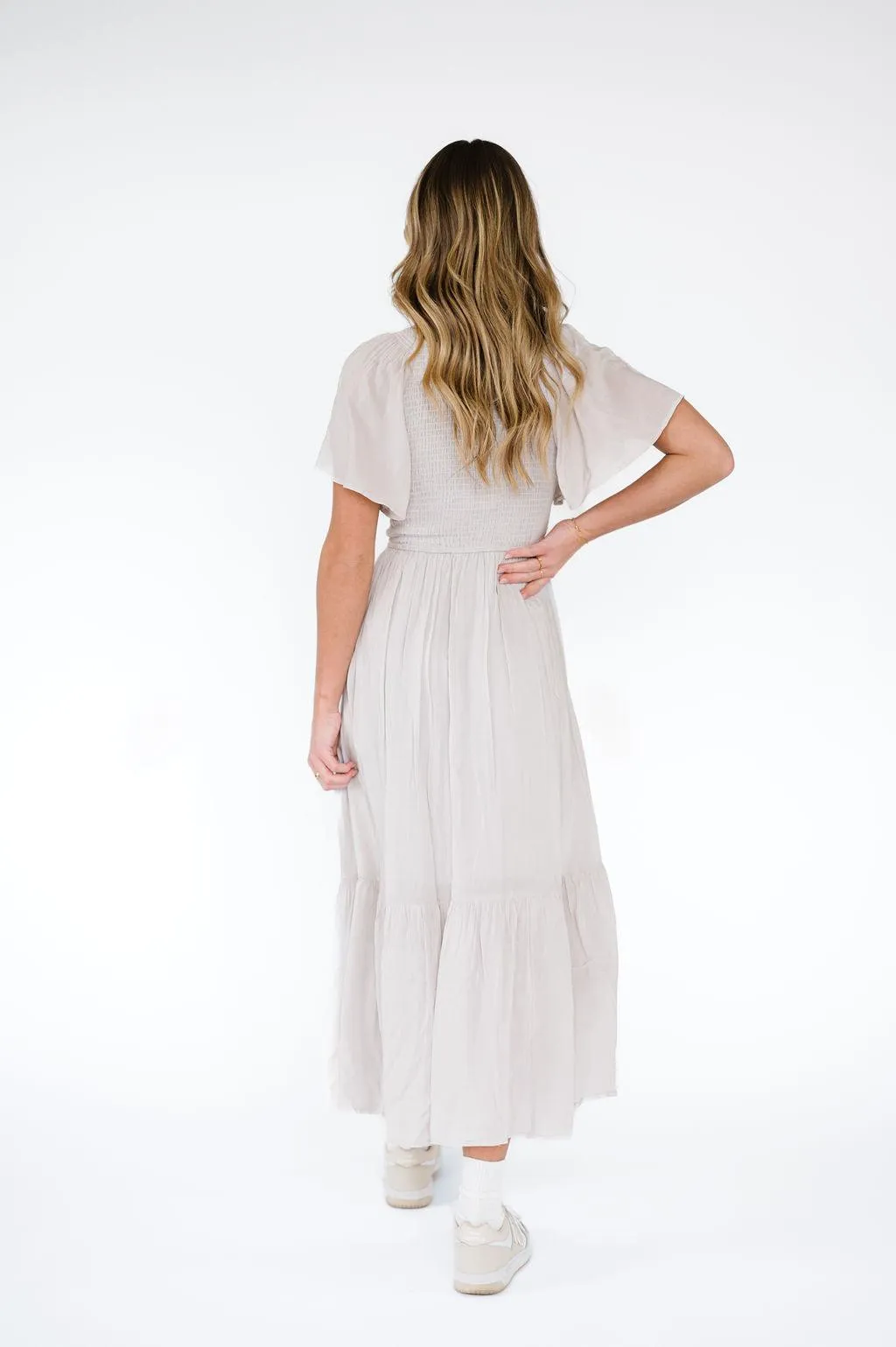 Tandy Dress in Porcelain Gray