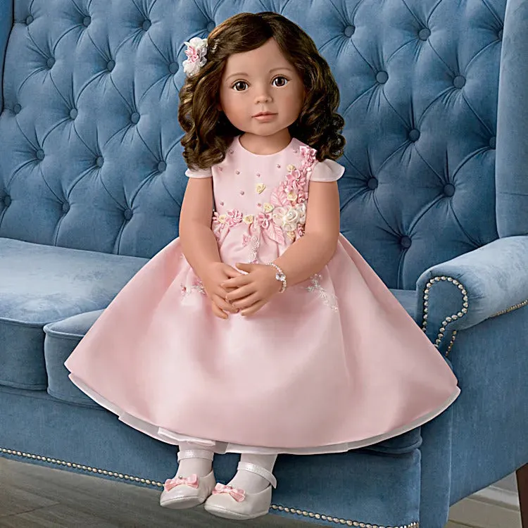 The Ashton-Drake Galleries Isn't She Lovely So Truly Real® Lifelike Child Girl Doll with Custom Satin Dress Poseable Arms and Soft RealTouch® Vnyl Skin 28"-Inches