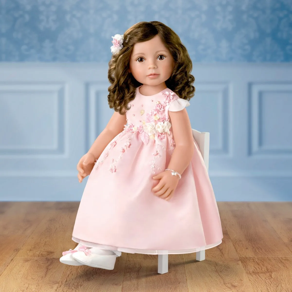 The Ashton-Drake Galleries Isn't She Lovely So Truly Real® Lifelike Child Girl Doll with Custom Satin Dress Poseable Arms and Soft RealTouch® Vnyl Skin 28"-Inches