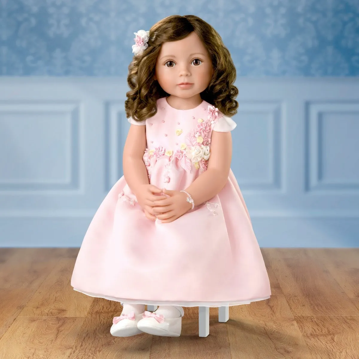 The Ashton-Drake Galleries Isn't She Lovely So Truly Real® Lifelike Child Girl Doll with Custom Satin Dress Poseable Arms and Soft RealTouch® Vnyl Skin 28"-Inches