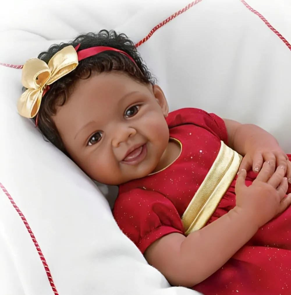 The Ashton-Drake Galleries So Truly Real® Baby’s First Christmas Collectible Doll with RealTouch® Skin and Hand-Rooted Hair by Master Doll Artist Waltraud Hanl 19-inches