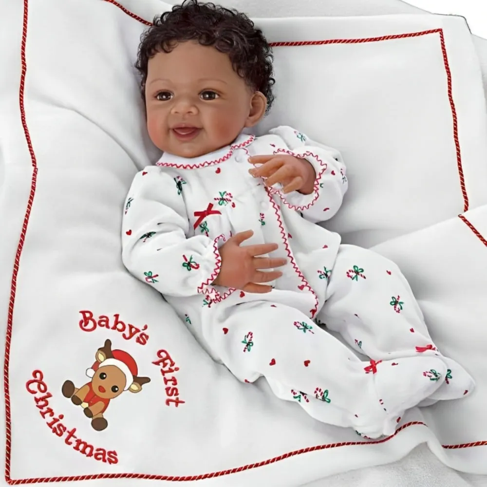 The Ashton-Drake Galleries So Truly Real® Baby’s First Christmas Collectible Doll with RealTouch® Skin and Hand-Rooted Hair by Master Doll Artist Waltraud Hanl 19-inches