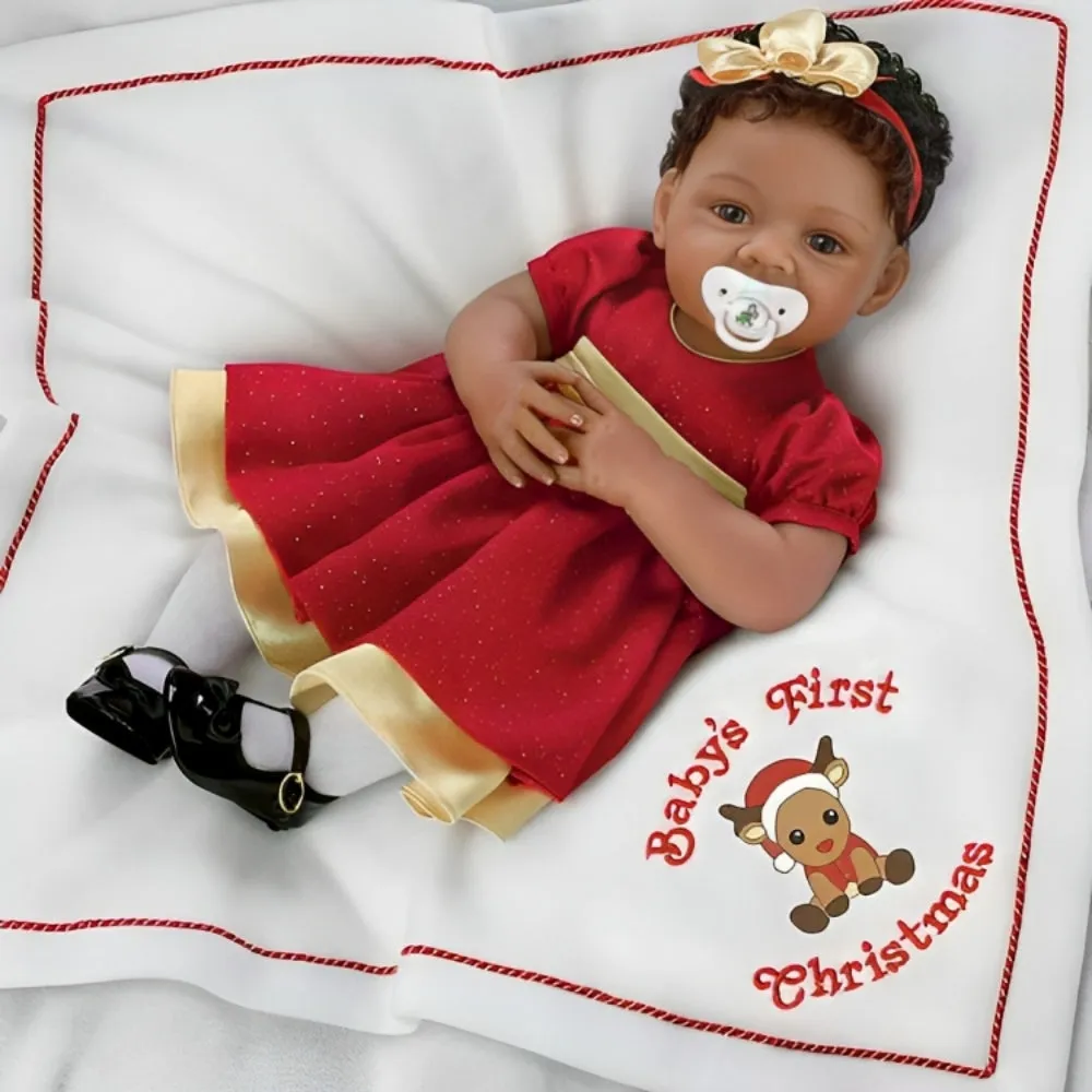 The Ashton-Drake Galleries So Truly Real® Baby’s First Christmas Collectible Doll with RealTouch® Skin and Hand-Rooted Hair by Master Doll Artist Waltraud Hanl 19-inches