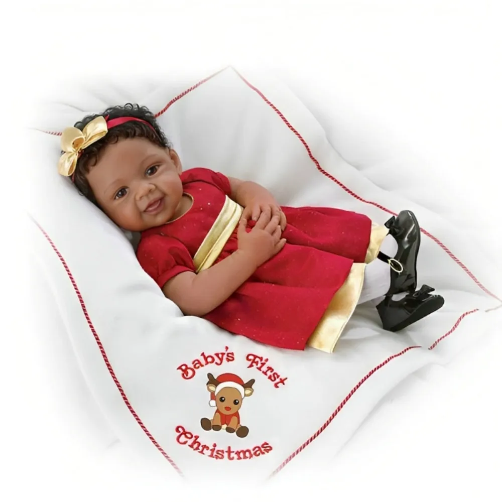 The Ashton-Drake Galleries So Truly Real® Baby’s First Christmas Collectible Doll with RealTouch® Skin and Hand-Rooted Hair by Master Doll Artist Waltraud Hanl 19-inches