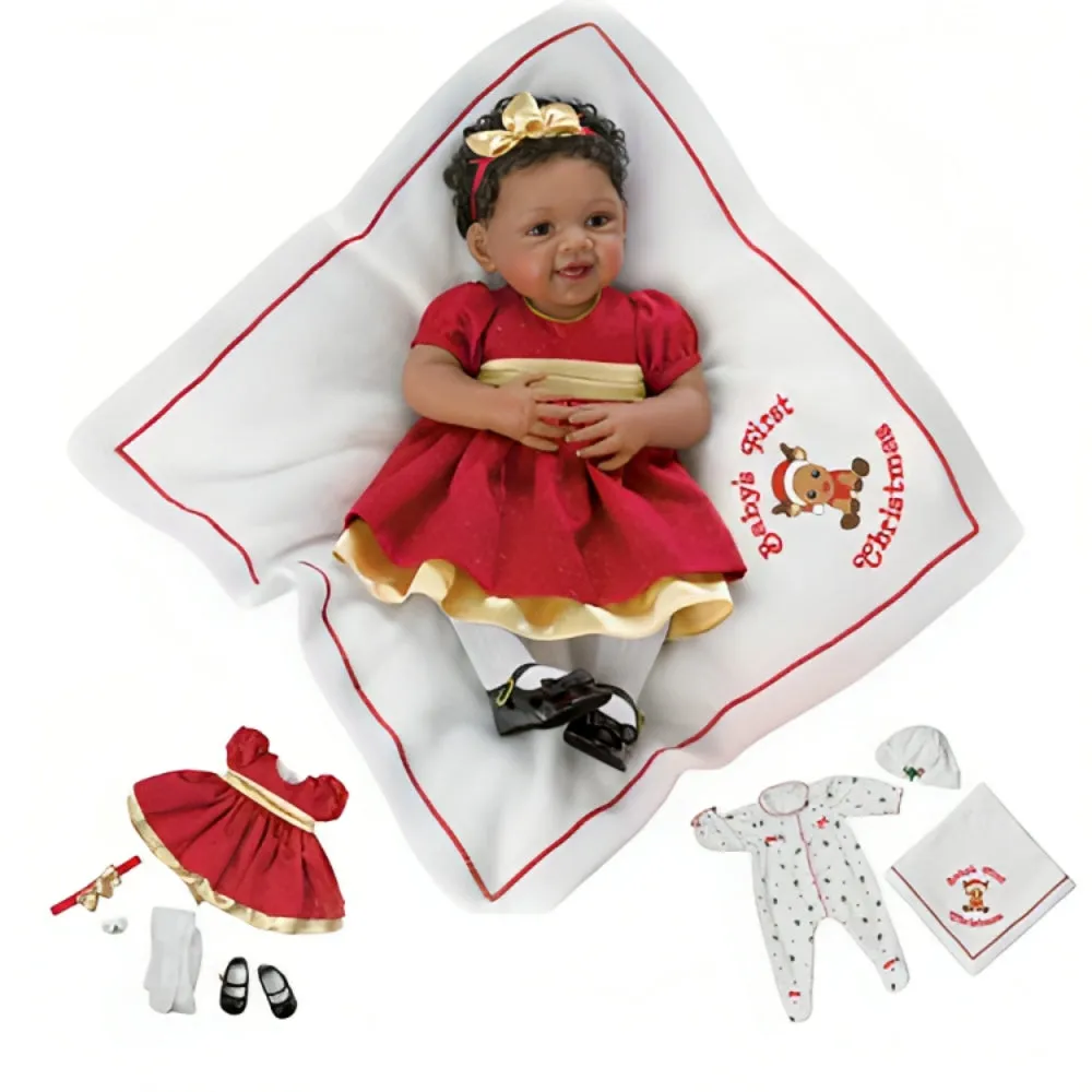 The Ashton-Drake Galleries So Truly Real® Baby’s First Christmas Collectible Doll with RealTouch® Skin and Hand-Rooted Hair by Master Doll Artist Waltraud Hanl 19-inches