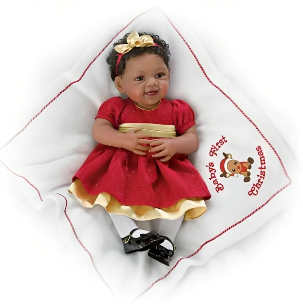 The Ashton-Drake Galleries So Truly Real® Baby’s First Christmas Collectible Doll with RealTouch® Skin and Hand-Rooted Hair by Master Doll Artist Waltraud Hanl 19-inches