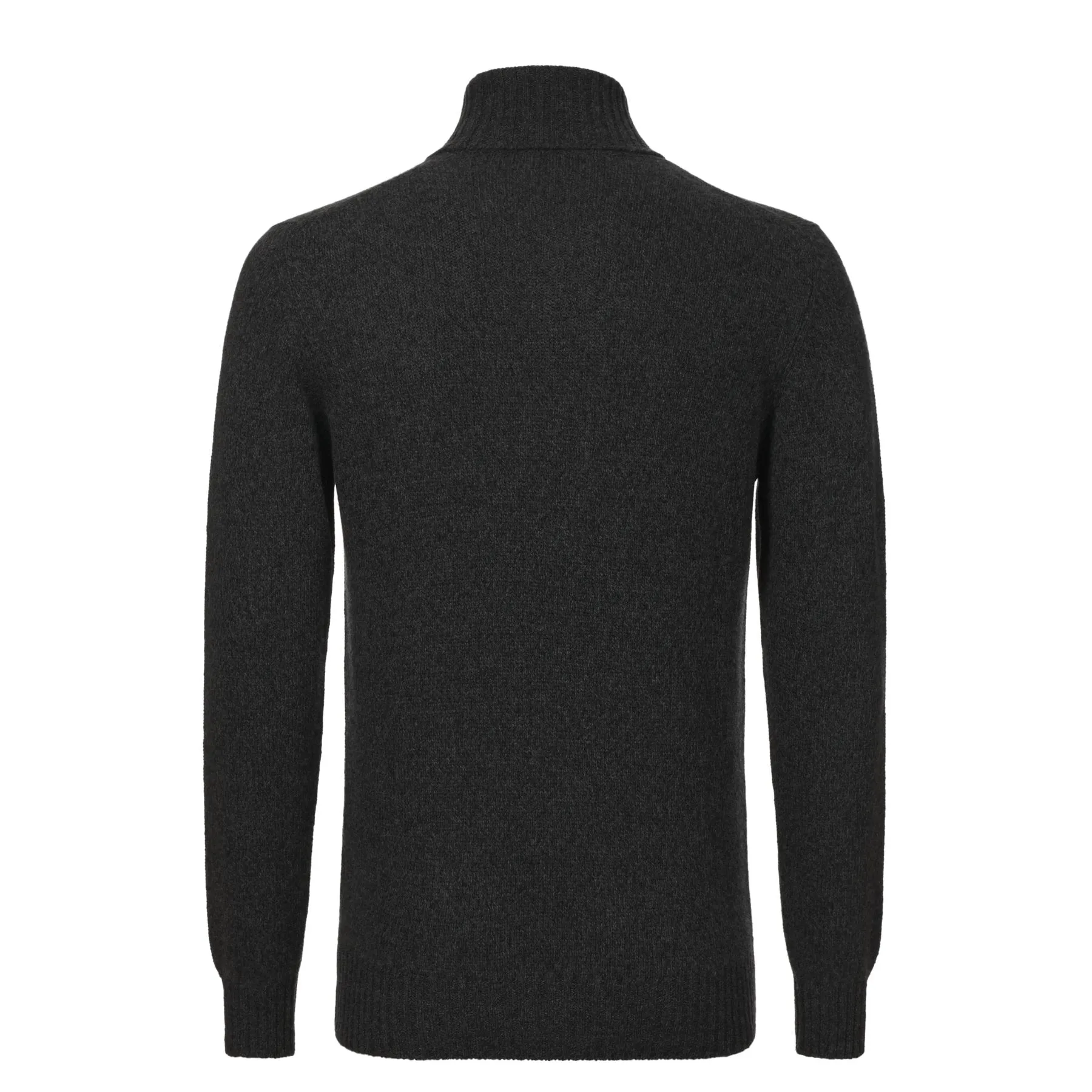 Turtleneck Knitted Cashmere Sweater in Dark Grey