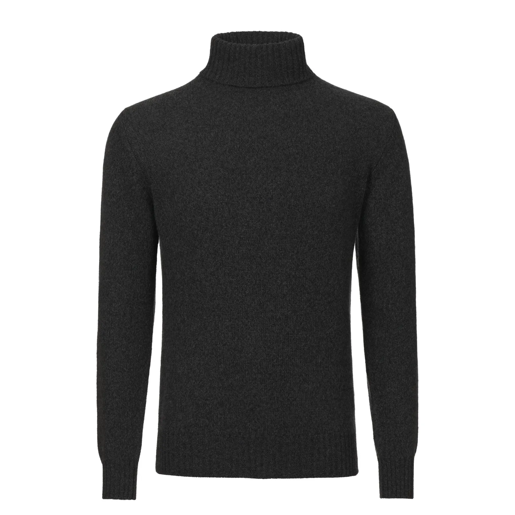 Turtleneck Knitted Cashmere Sweater in Dark Grey