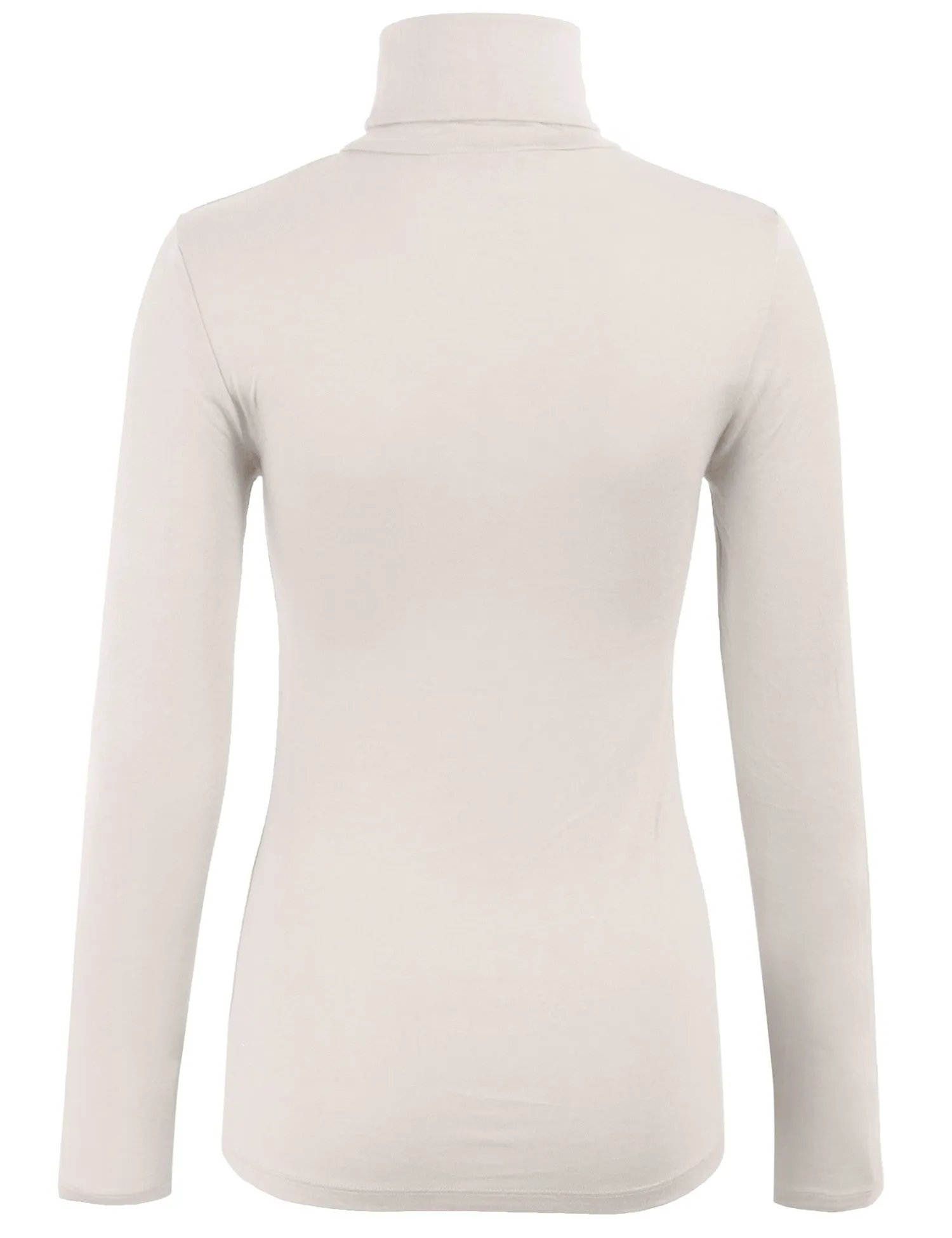 Turtleneck Long Sleeve Basic Solid Fitted Shirt with Stretch