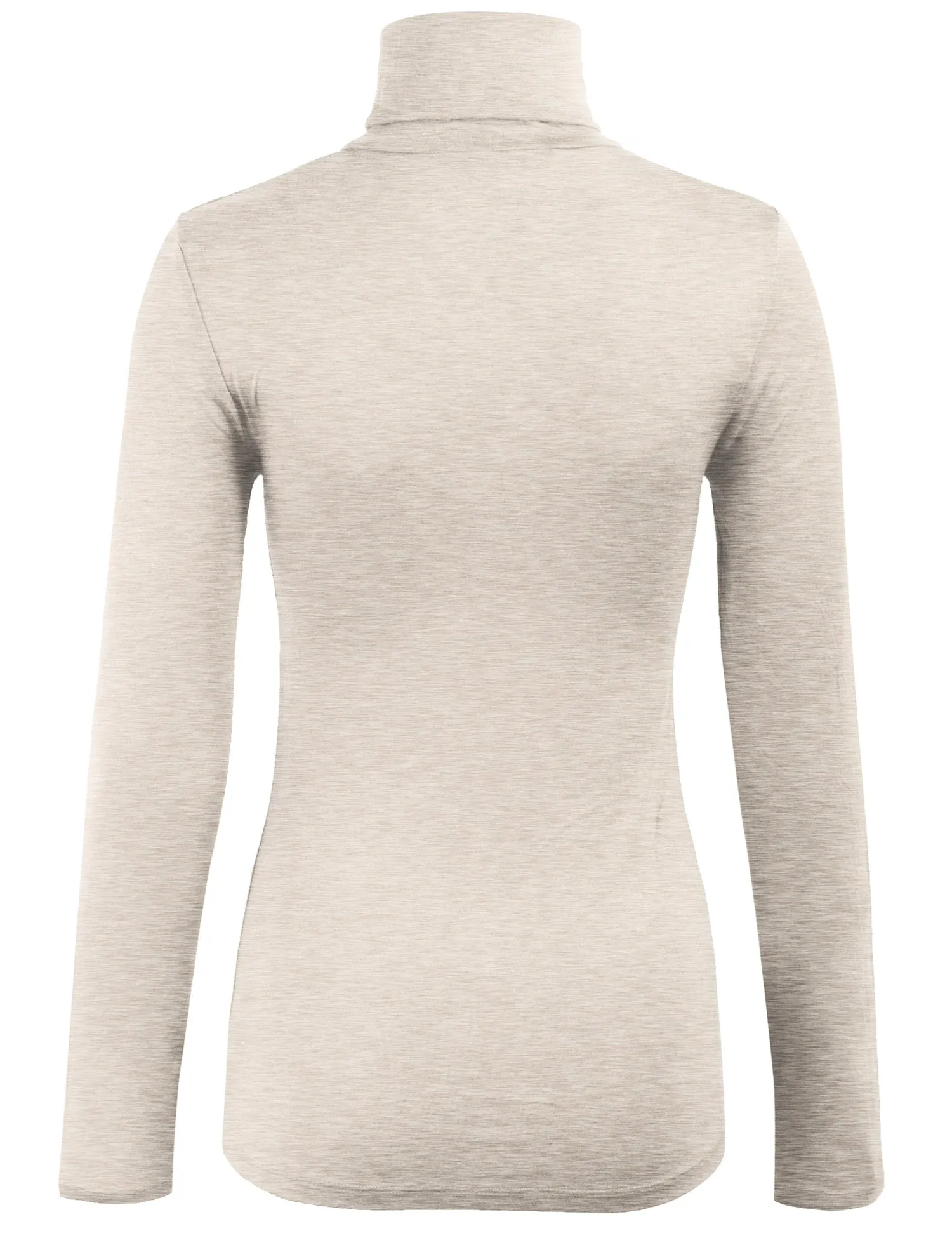 Turtleneck Long Sleeve Basic Solid Fitted Shirt with Stretch