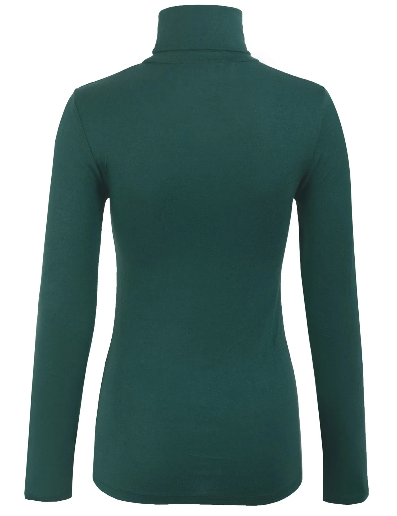 Turtleneck Long Sleeve Basic Solid Fitted Shirt with Stretch