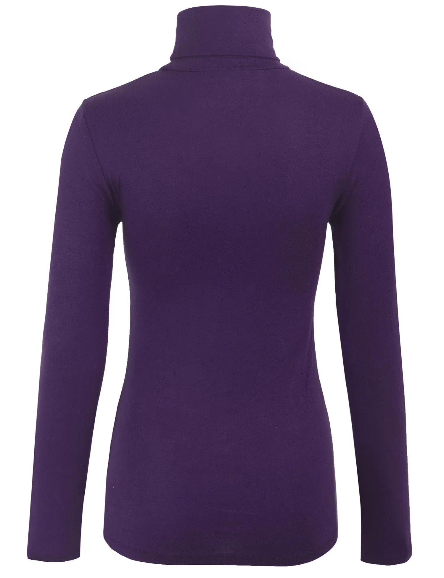 Turtleneck Long Sleeve Basic Solid Fitted Shirt with Stretch