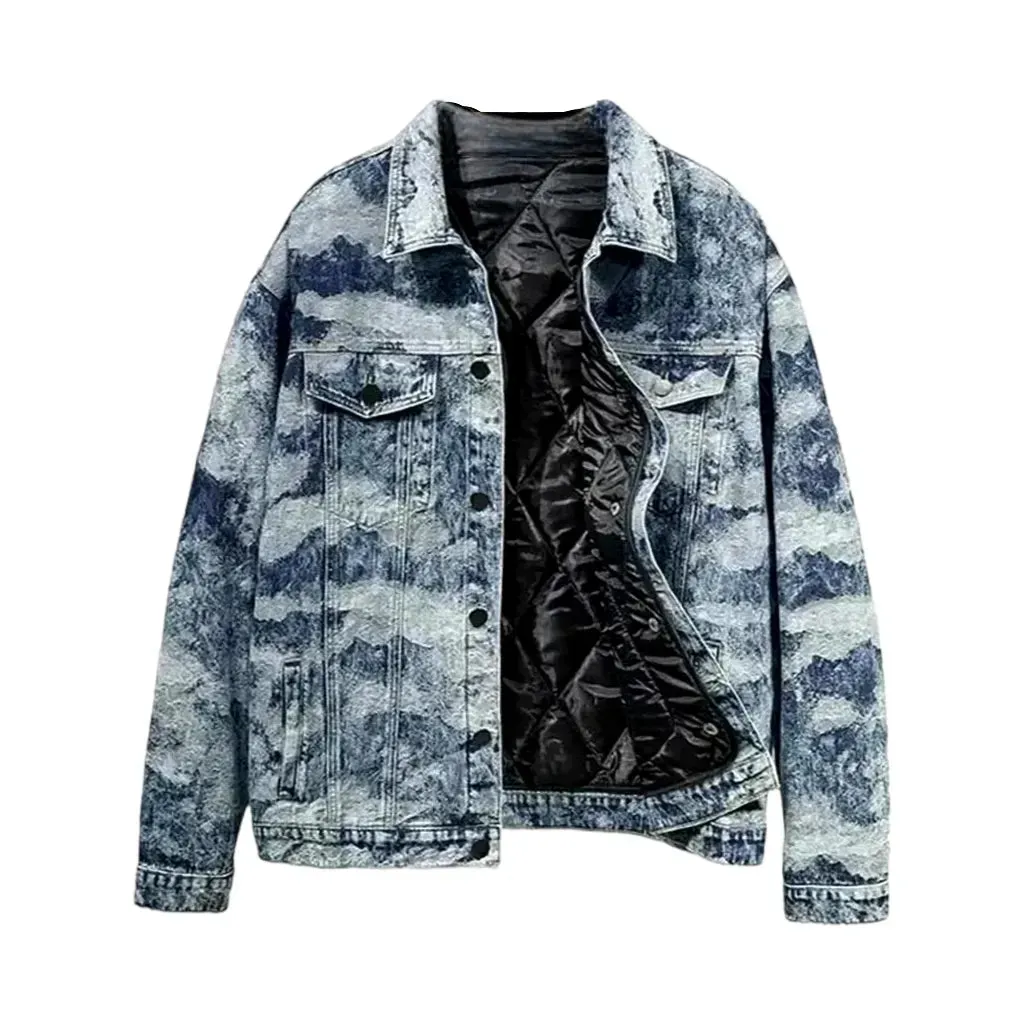 Two tone painted street men's denim jacket