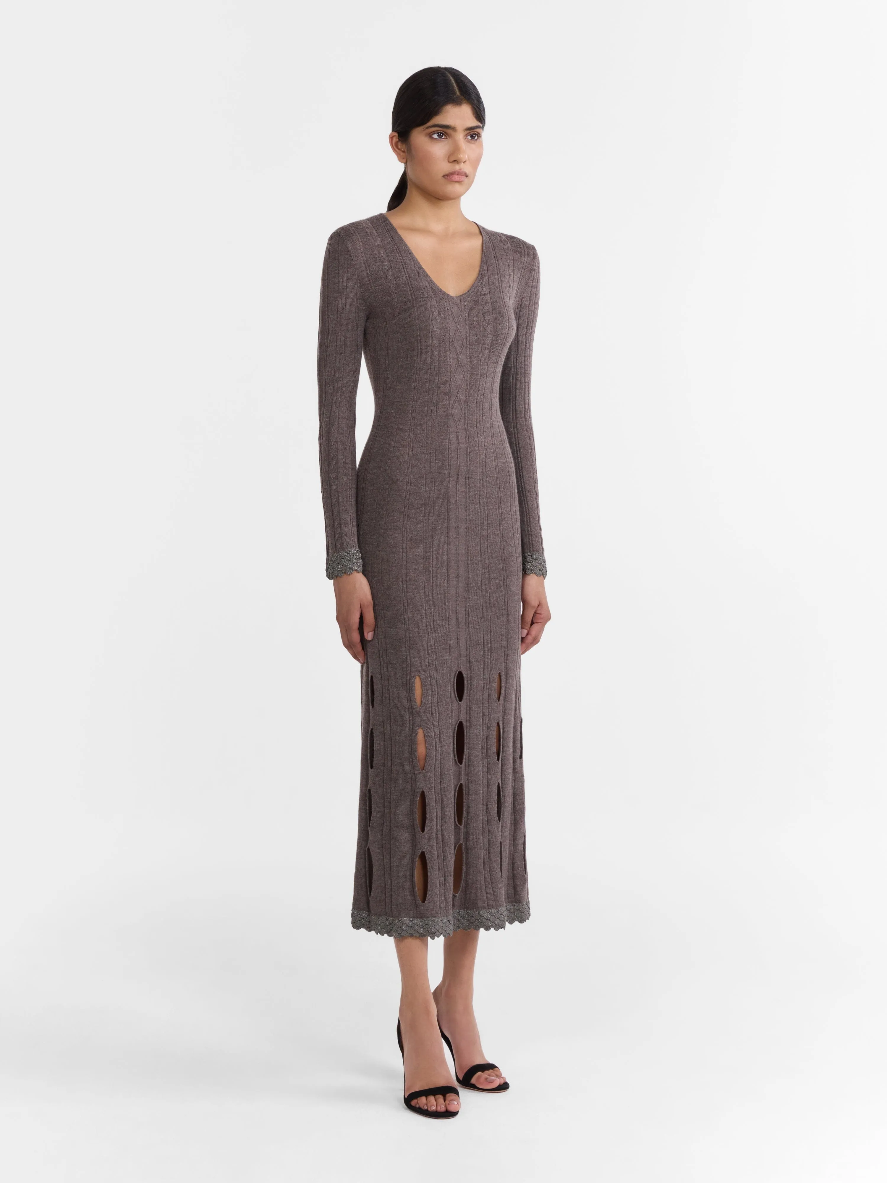 Venyx Pointelle Dress in Charcoal Metallic