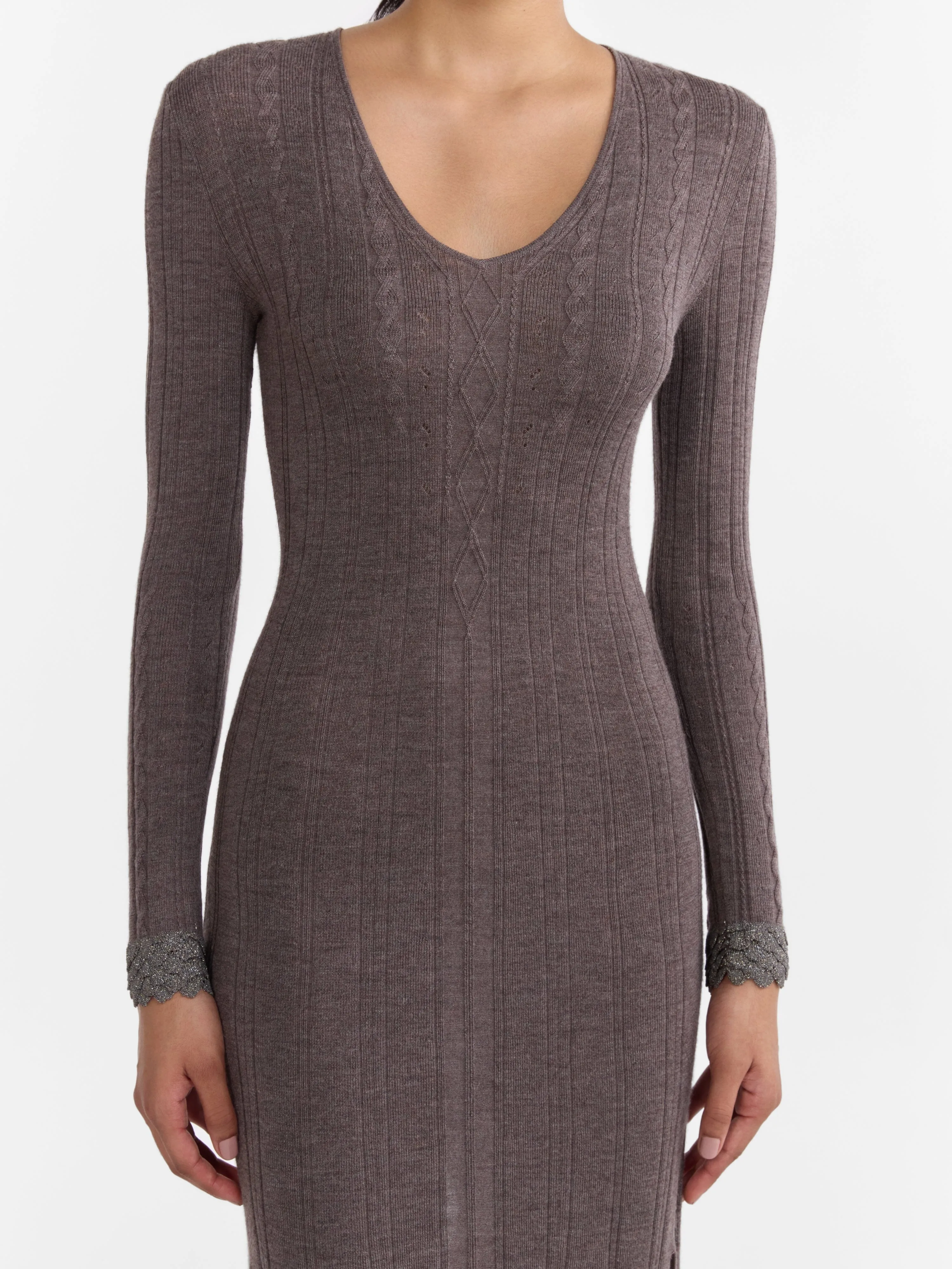 Venyx Pointelle Dress in Charcoal Metallic