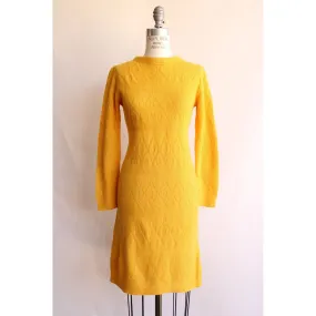 Vintage 1960s Jane Butler Yellow Knit Sweater Dress