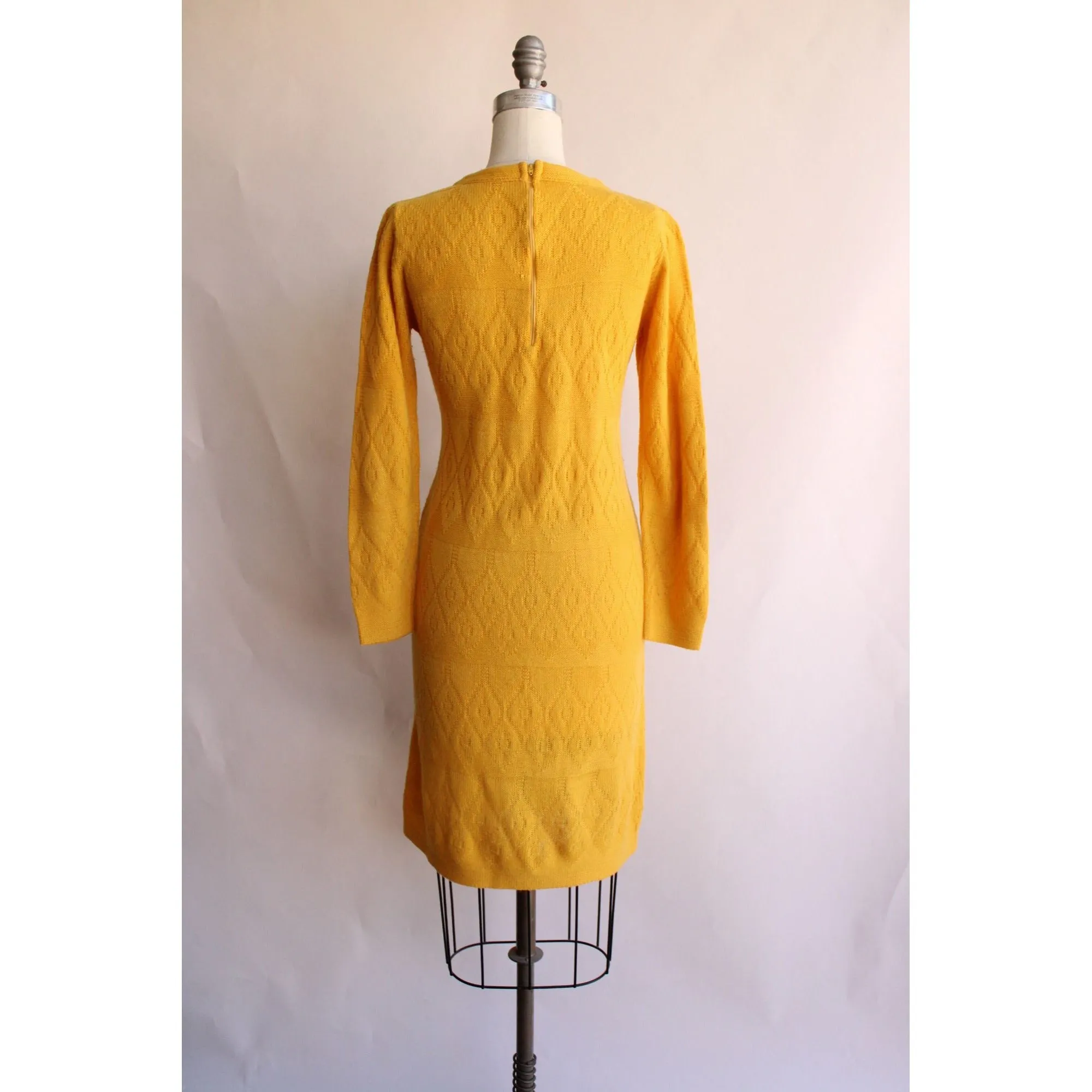 Vintage 1960s Jane Butler Yellow Knit Sweater Dress