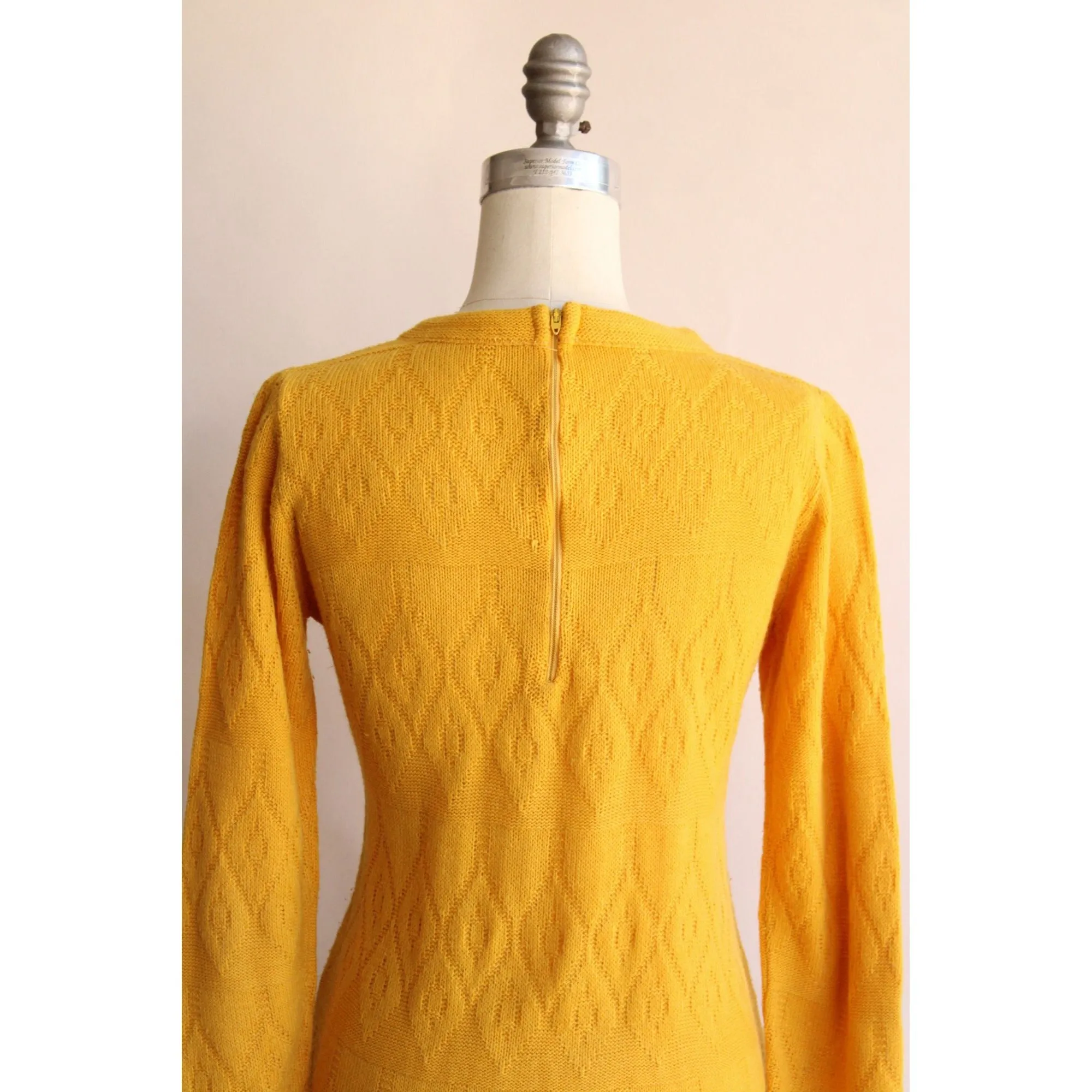 Vintage 1960s Jane Butler Yellow Knit Sweater Dress