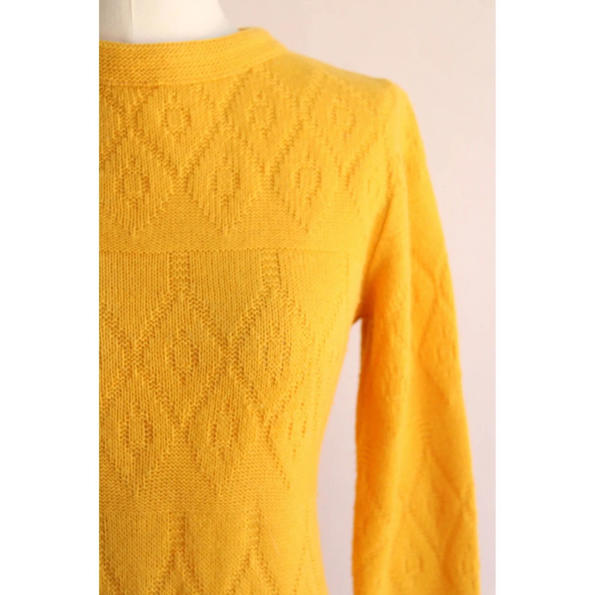 Vintage 1960s Jane Butler Yellow Knit Sweater Dress