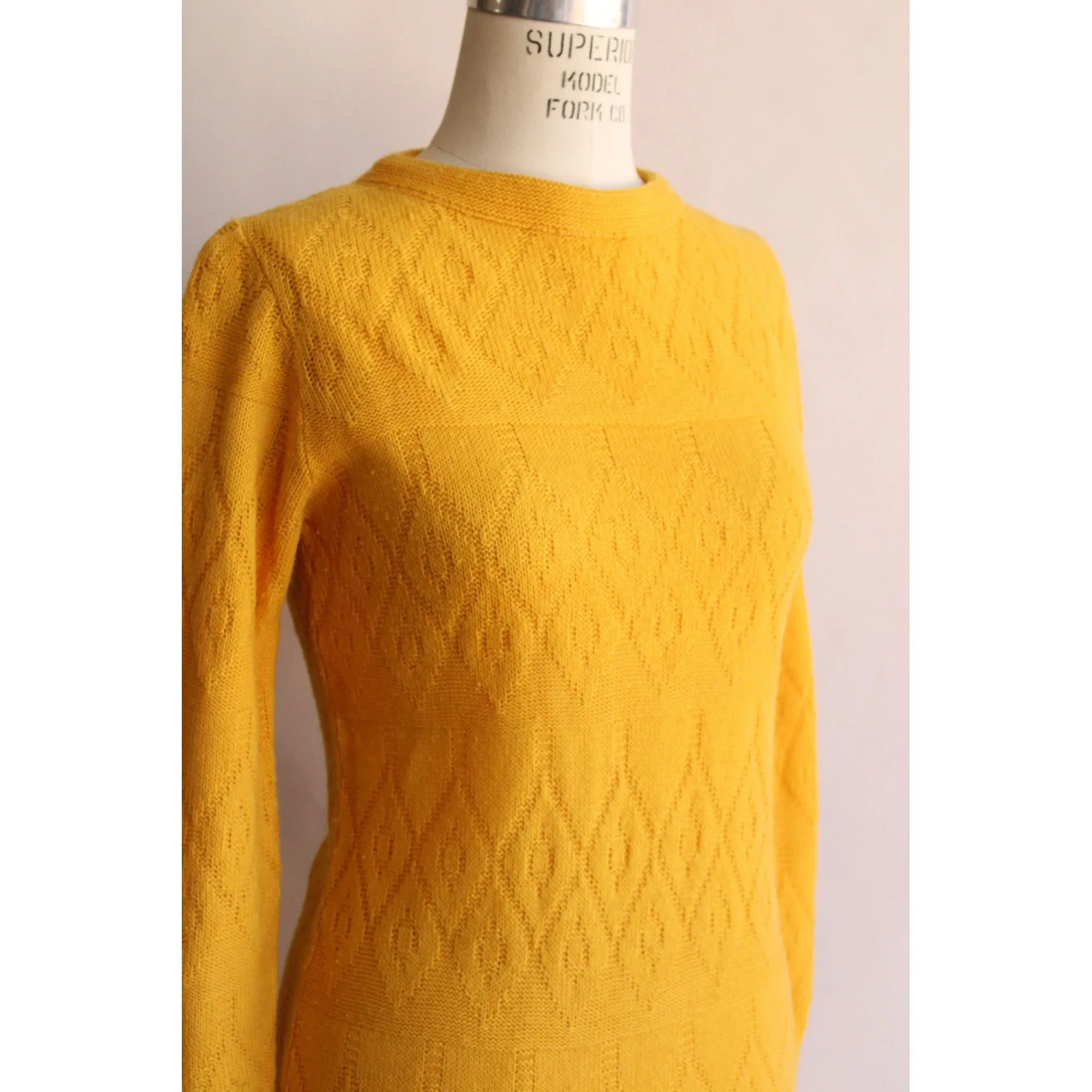 Vintage 1960s Jane Butler Yellow Knit Sweater Dress