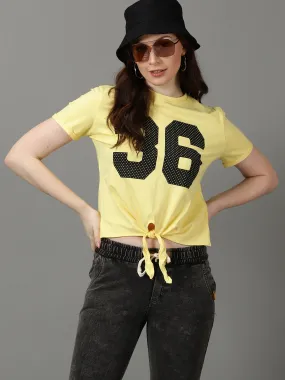 Women Printed Yellow Boxy Top